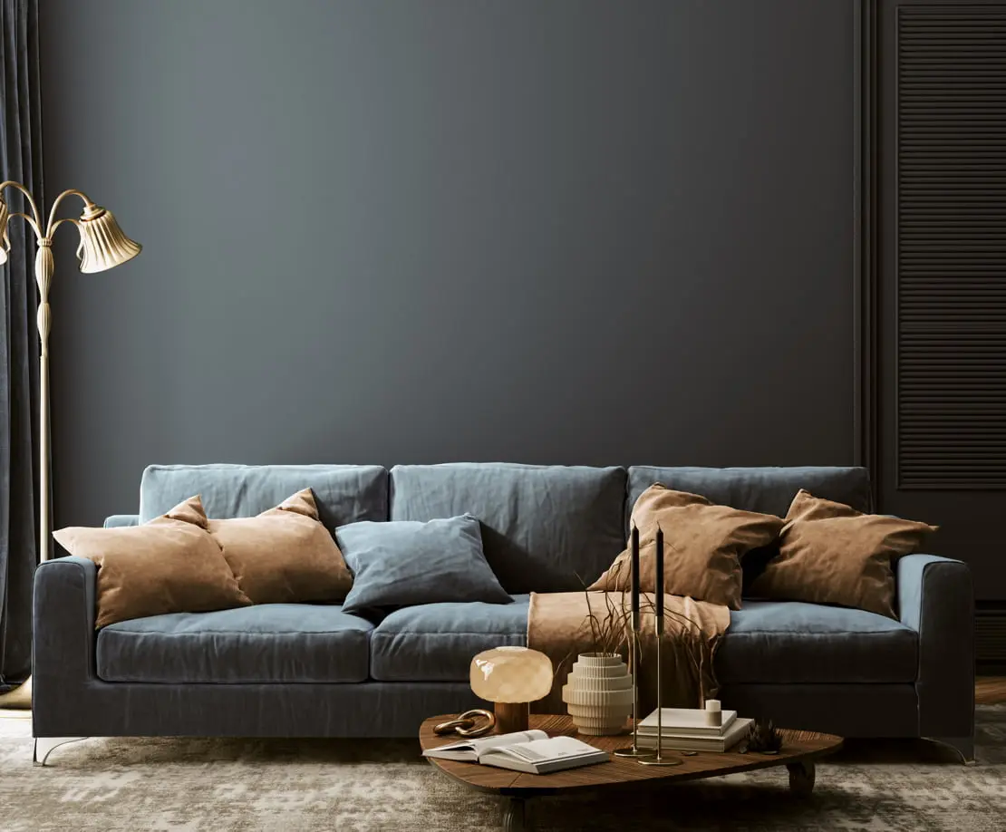Luksus dekoration i en moderne stue med designmøbler