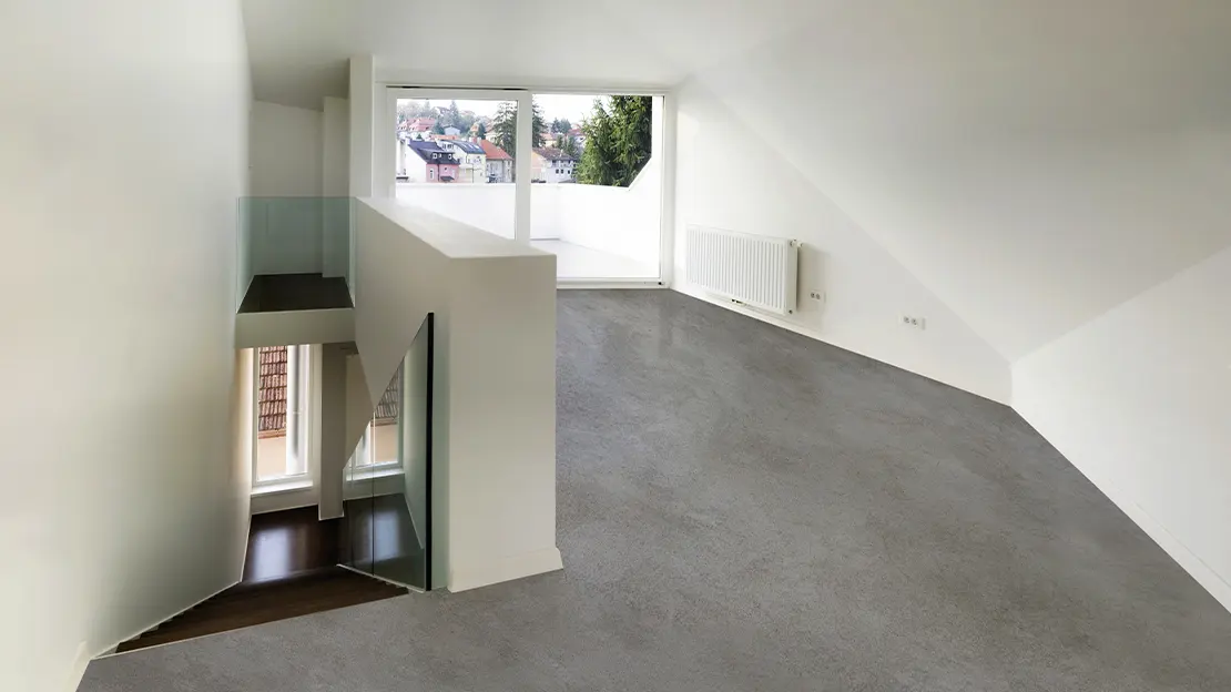 Kitchen with polished concrete floor