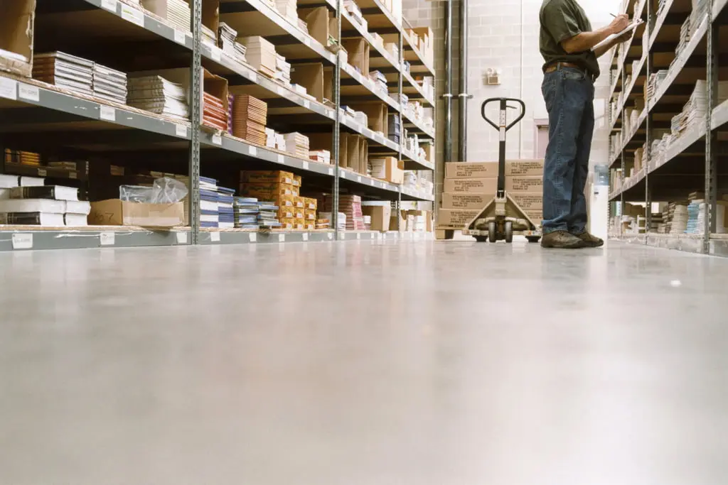 Warehouse with epoxy resin floor