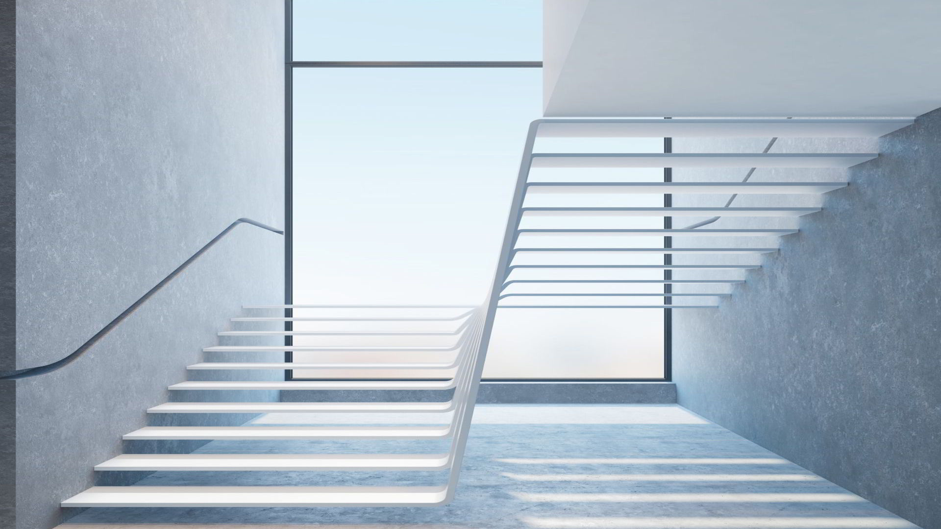 Gray microcement staircase