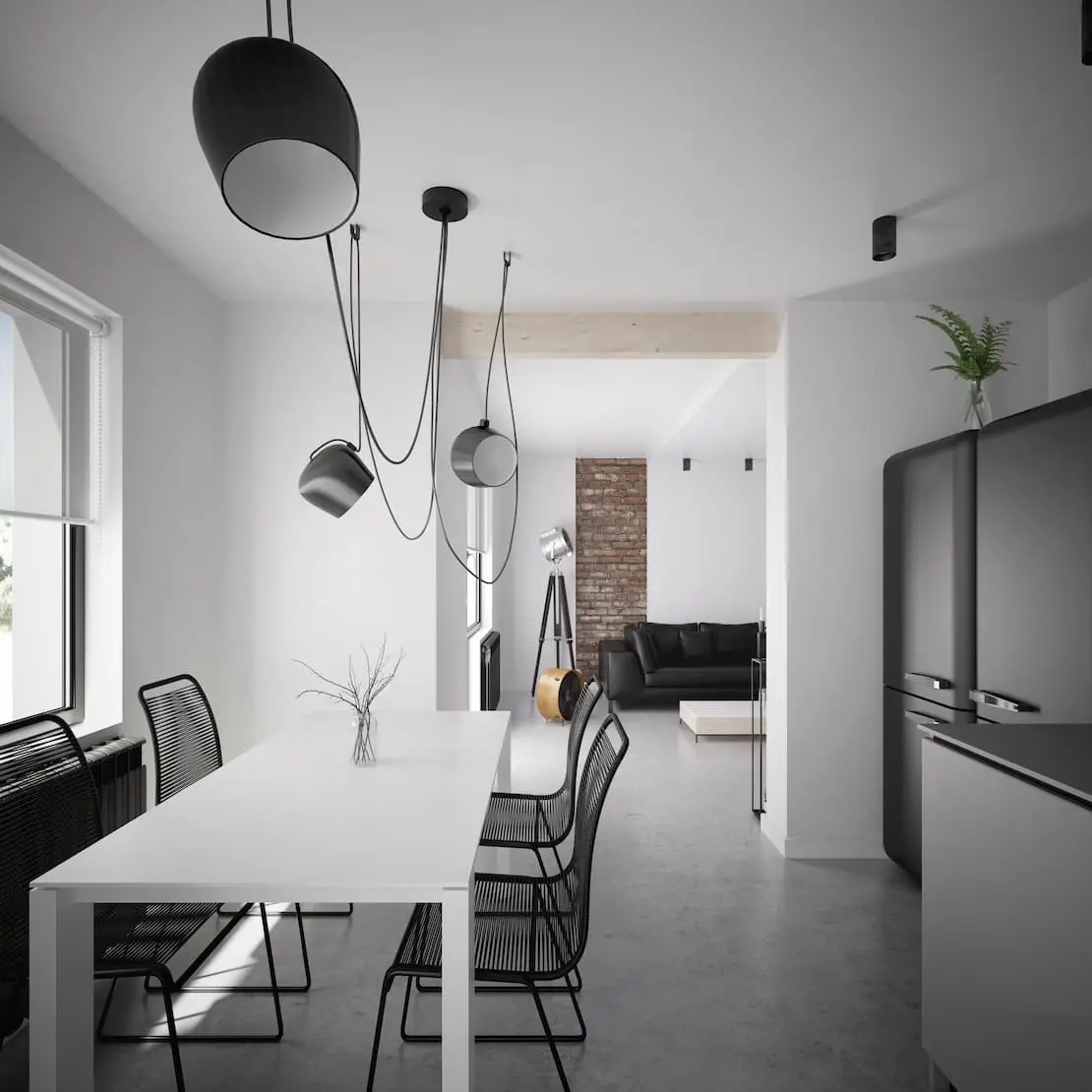 Modern kitchen with black microcement countertop