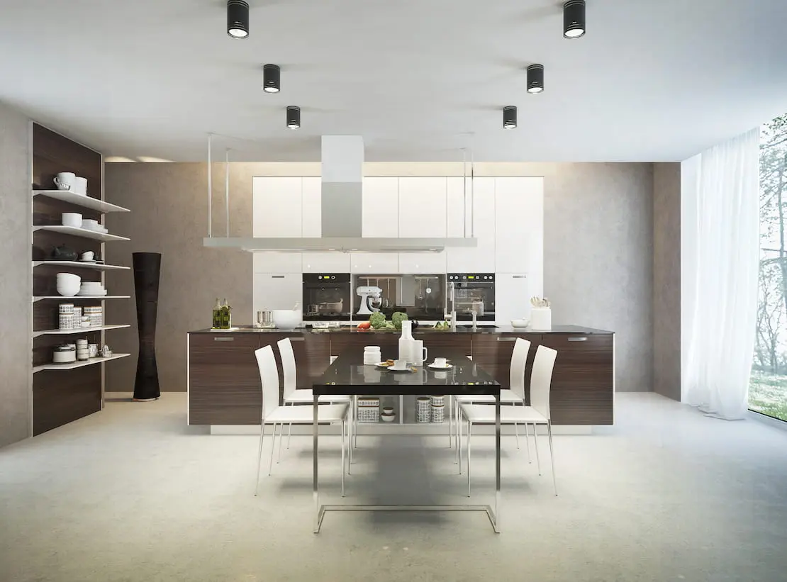 Modernus išvaizda su visišku mikrocemento danga virtuvėje