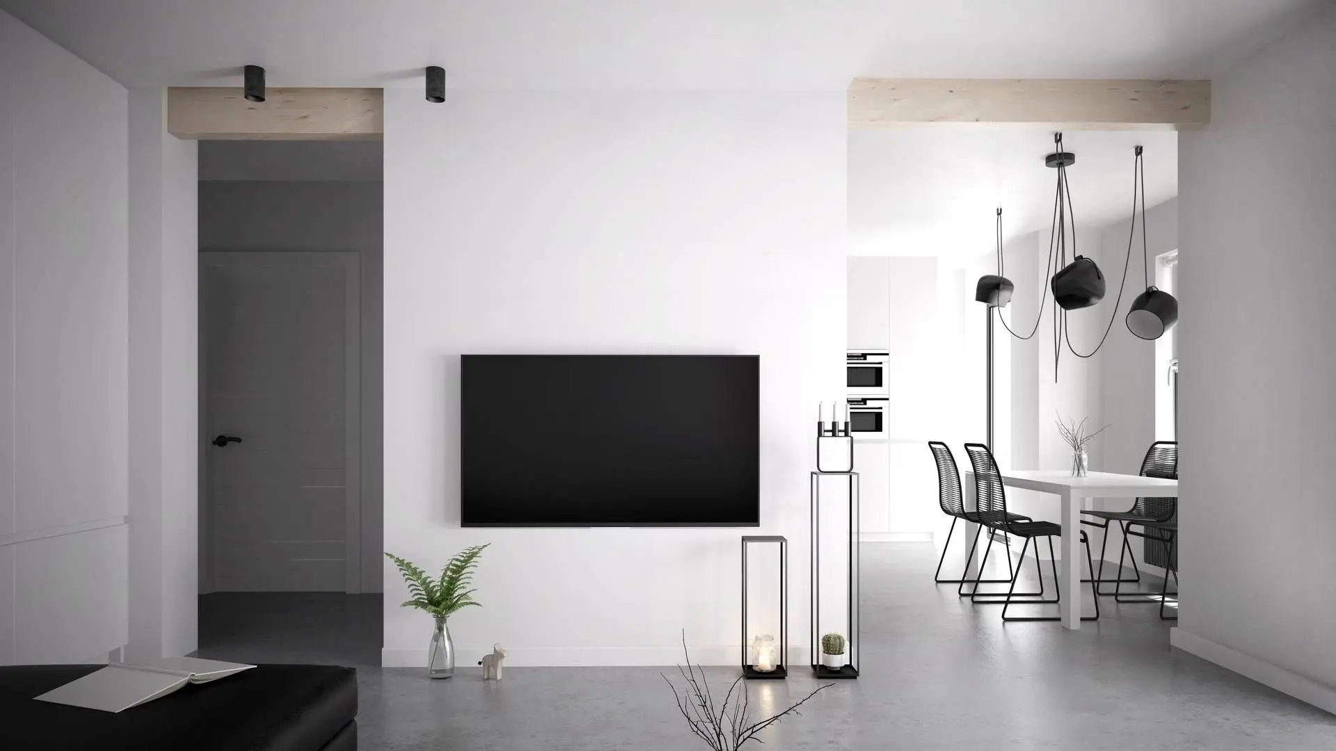 Bývanie s minimalistickou výzdobou a mikrocementom na podlahe